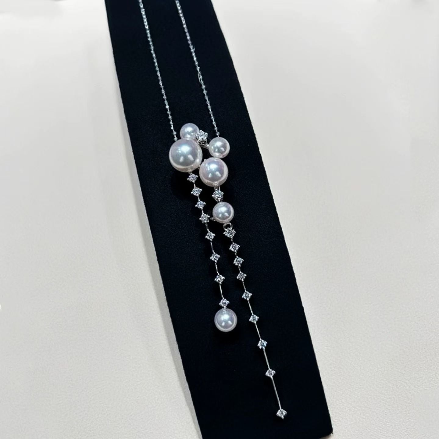 Starry Night Tassel Pearl Necklace and Earrings| 4–7mm Natural Freshwater Pearls | 14K White Gold-Filled Pendant | Galaxy-Inspired Statement Necklace for Women | Elegant Celestial Jewelry Gift