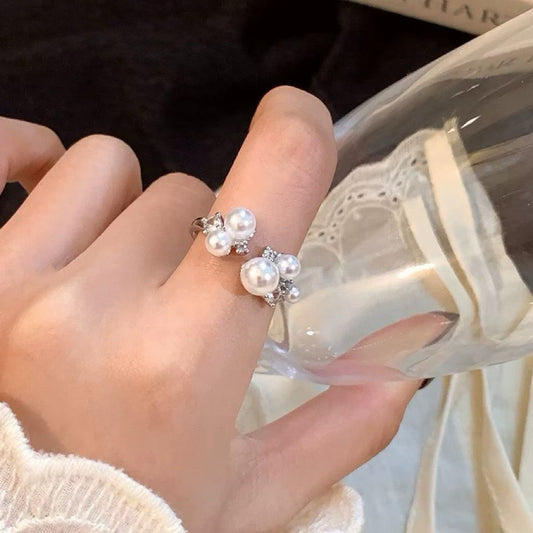 Open Top Pearl Ring | 14K White Gold Filled | 3–7mm Pearls | Adjustable Band