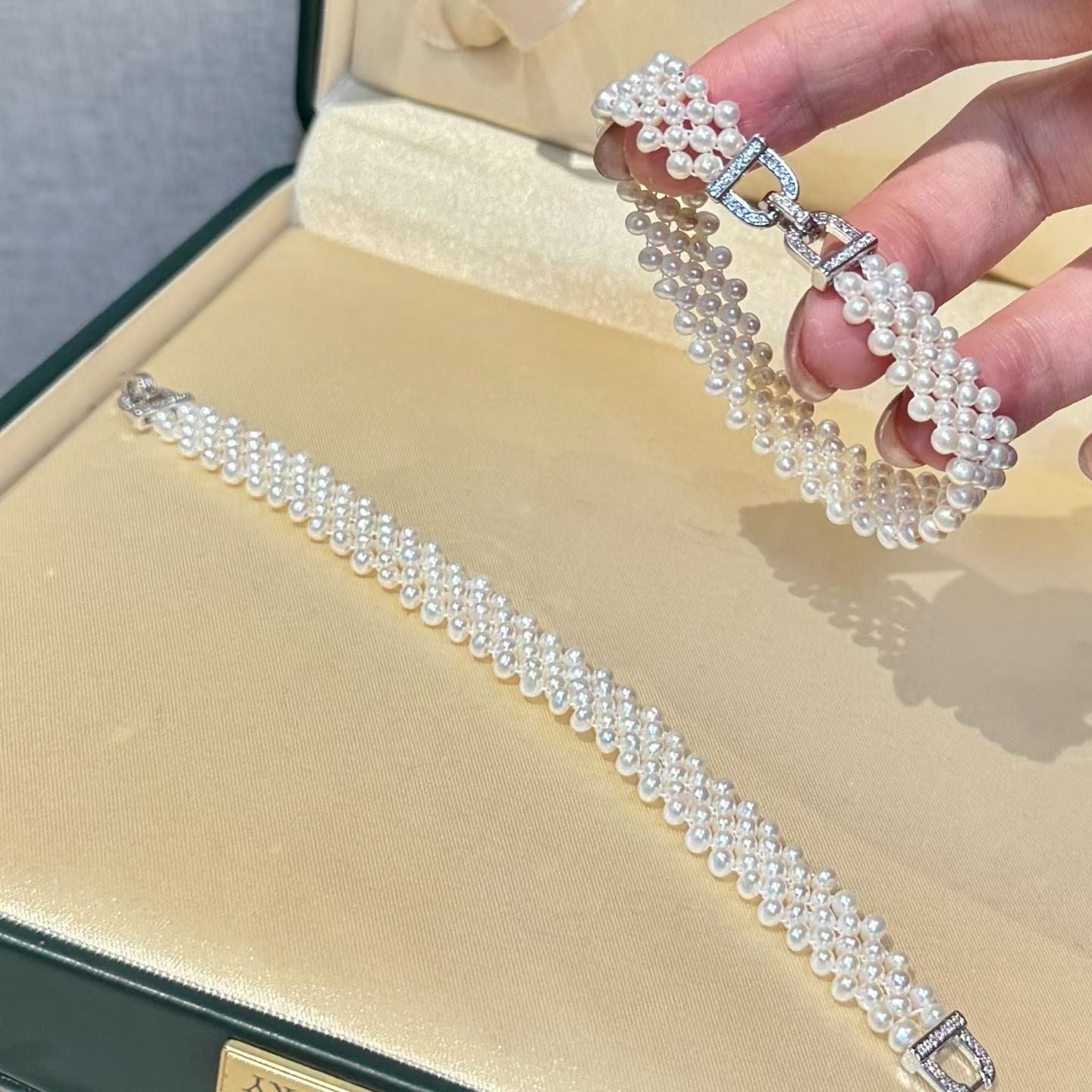 Handwoven Pearl Bracelet | 3–4mm Pearls | 14K Gold Filled | Adjustable Size | Bridal Jewelry Gift