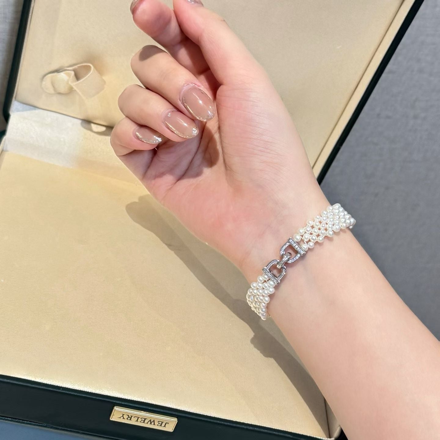 Handwoven Pearl Bracelet | 3–4mm Pearls | 14K Gold Filled | Adjustable Size | Bridal Jewelry Gift