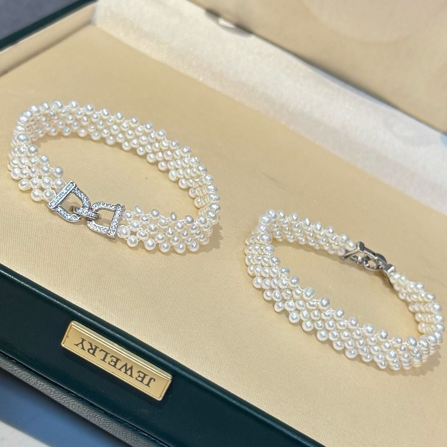 Handwoven Pearl Bracelet | 3–4mm Pearls | 14K Gold Filled | Adjustable Size | Bridal Jewelry Gift